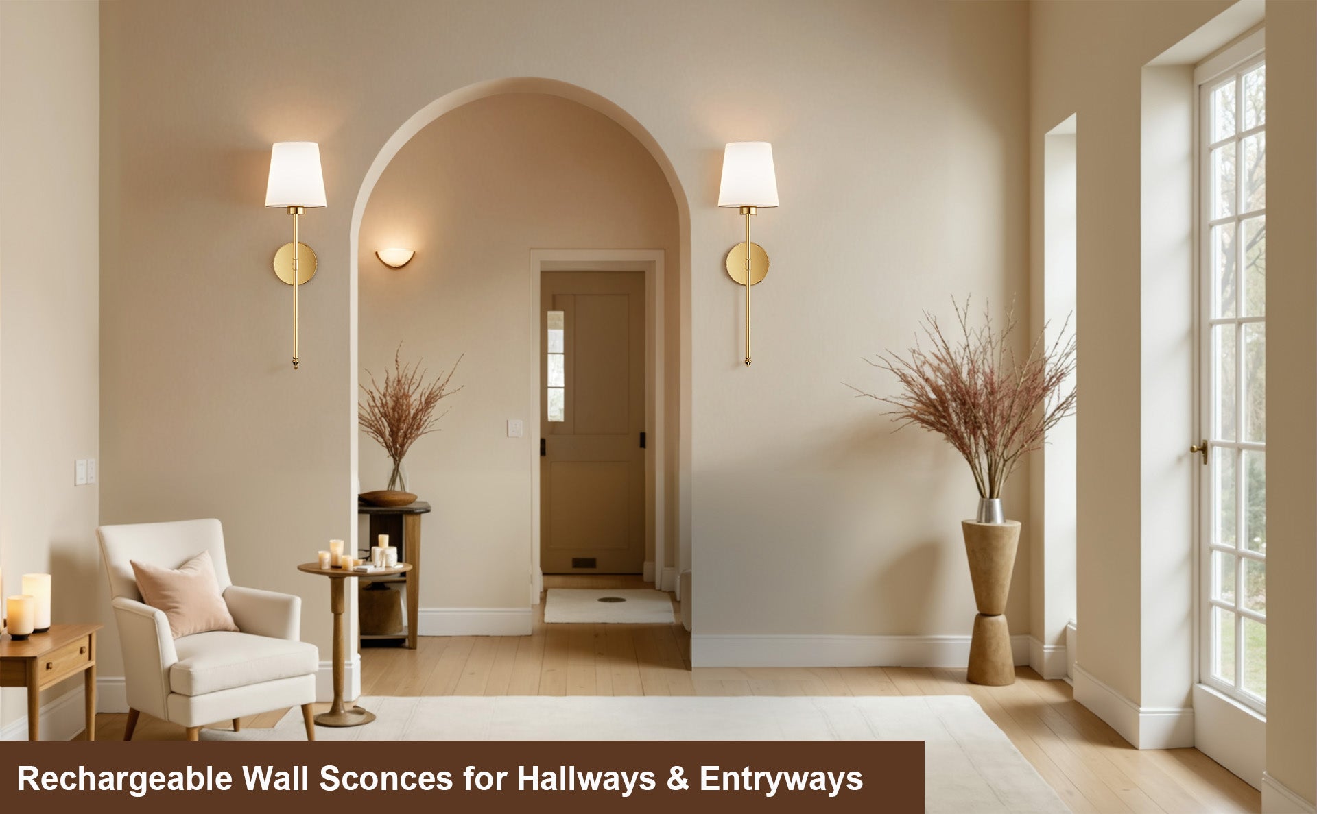 Wall Sconces Battery Operated Set of 2, Wireless Wall Sconces Set of Two, 10 Colors Battery Wall Sconce, 5200mAh Dimmable Bulbs and Remote, for Bedroom Living Room, Hallway Decor (24 inch)