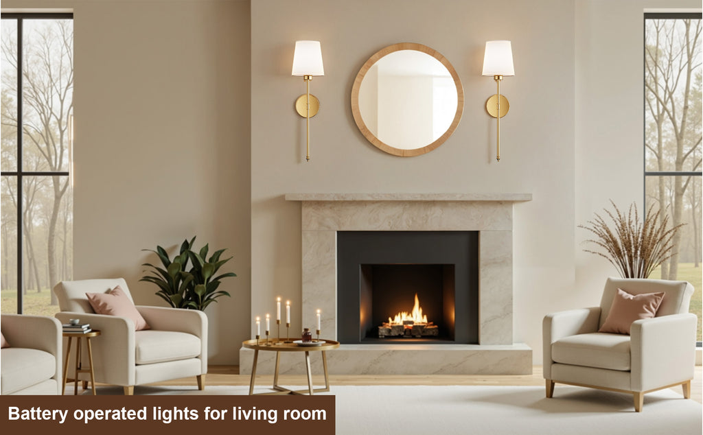 Wall Sconces Battery Operated Set of 2, Wireless Wall Sconces Set of Two, 10 Colors Battery Wall Sconce, 5200mAh Dimmable Bulbs and Remote, for Bedroom Living Room, Hallway Decor (24 inch)