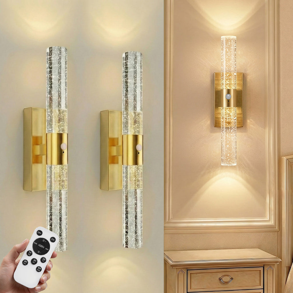 Motion Sensor Wall Sconces Battery Operated Set of 2, Rechargeable Wall Sconce, 3CCT Battery Wall Sconce, 12000mAh Dimmable with Remote for Bedroom, Living room, Hallway (15.3 inch)