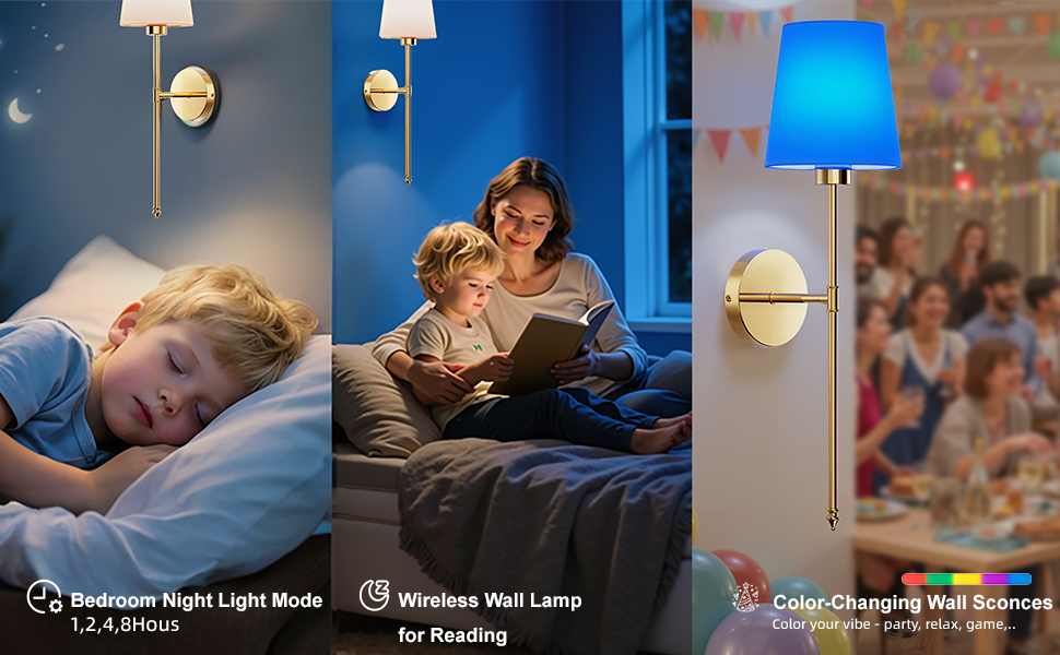 Wall Sconces Battery Operated Set of 2, Wireless Wall Sconces Set of Two, 10 Colors Battery Wall Sconce, 5200mAh Dimmable Bulbs and Remote, for Bedroom Living Room, Hallway Decor (24 inch)